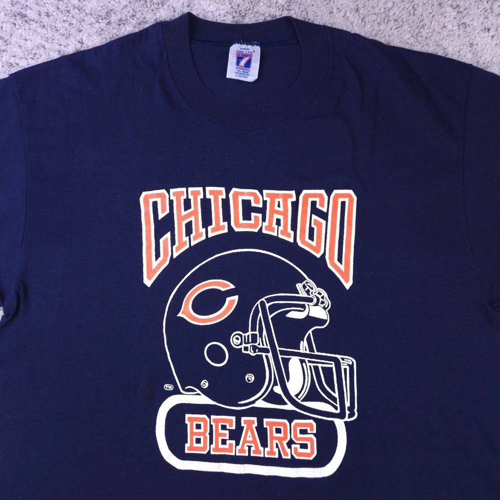 VTG Chicago Bears Shirt Men Large Medium Logo 7 Made In USA Single Stitch Blue